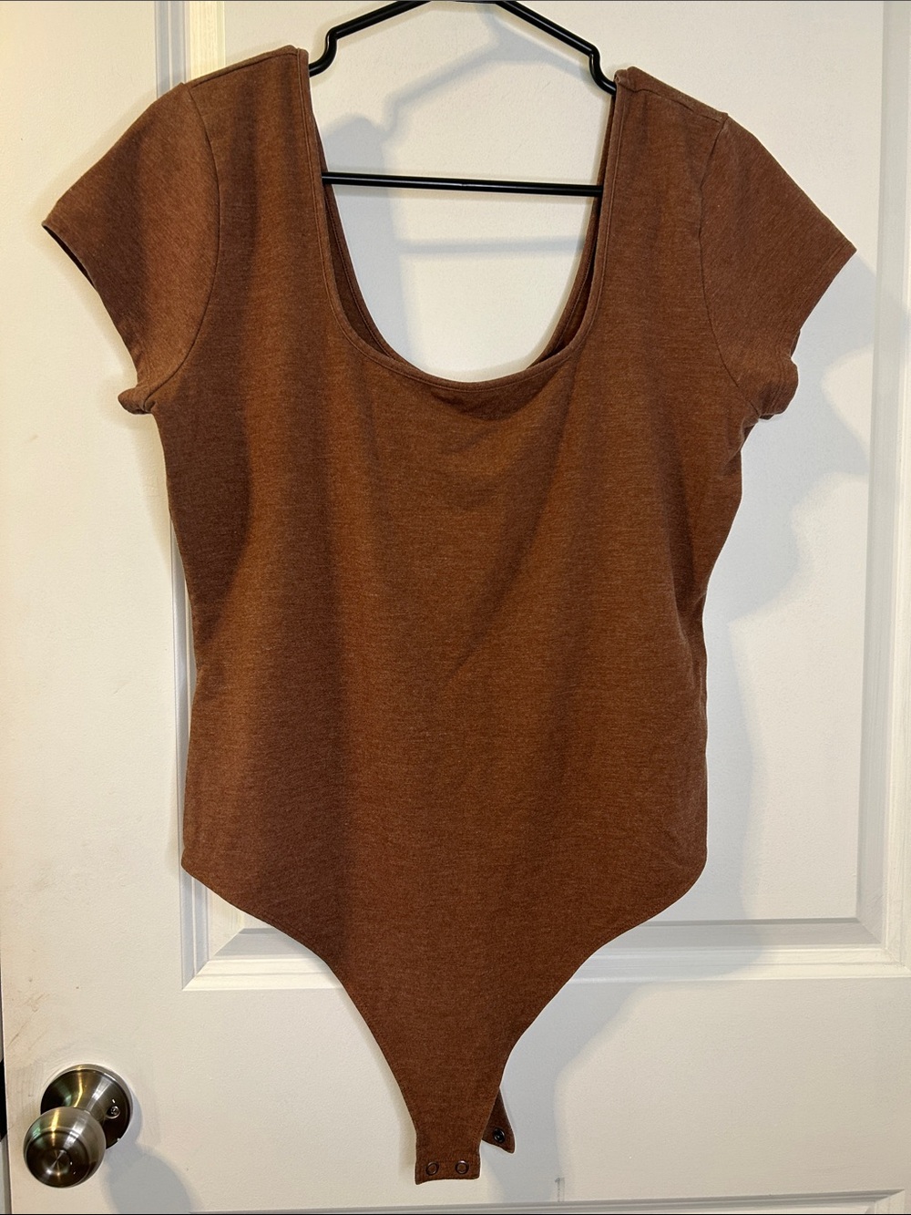 American Eagle Outfitters Chocolate Brown Scoop Neck Short Sleeve Bodysuit